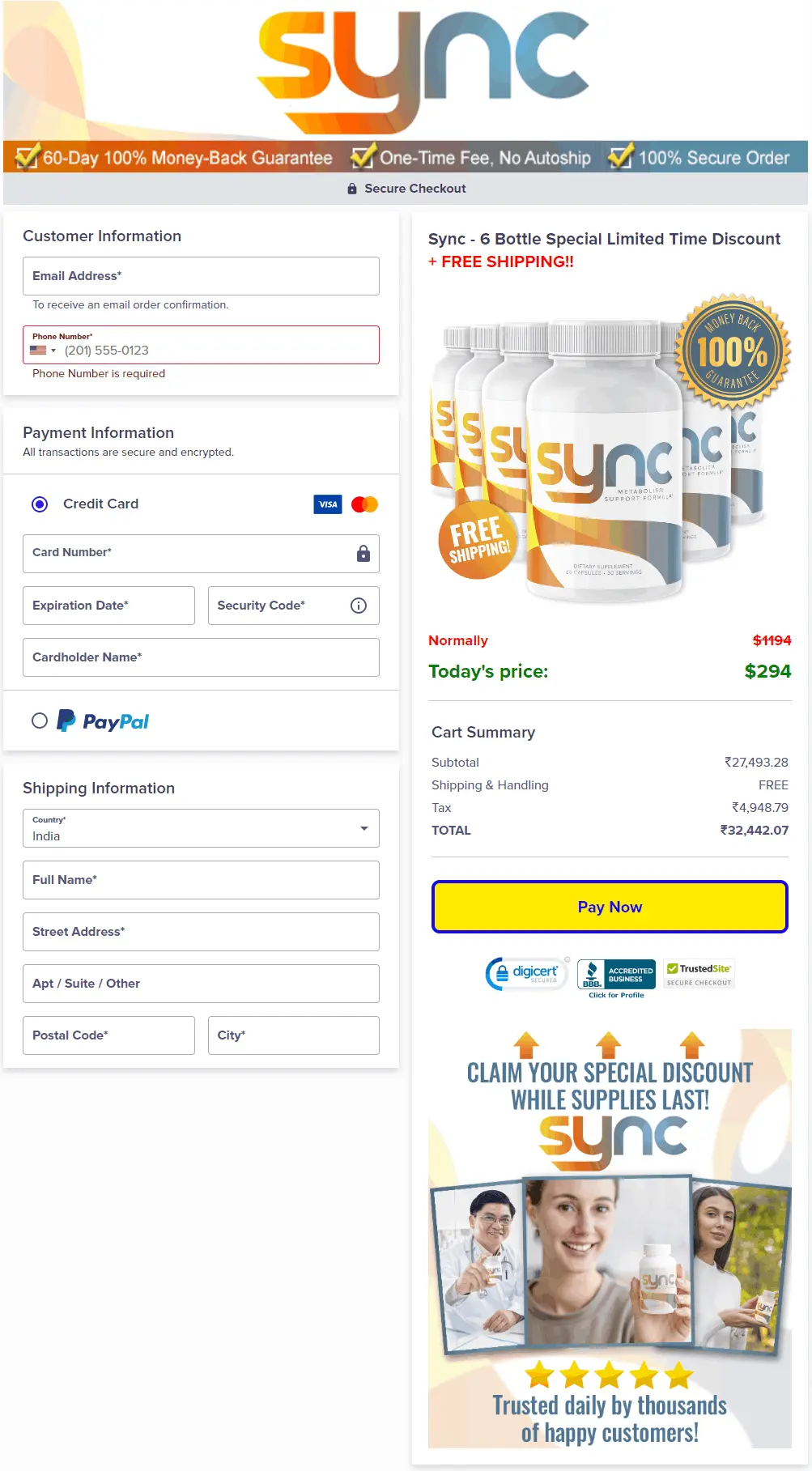 Sunlight Loophole - Sync secure checkout page